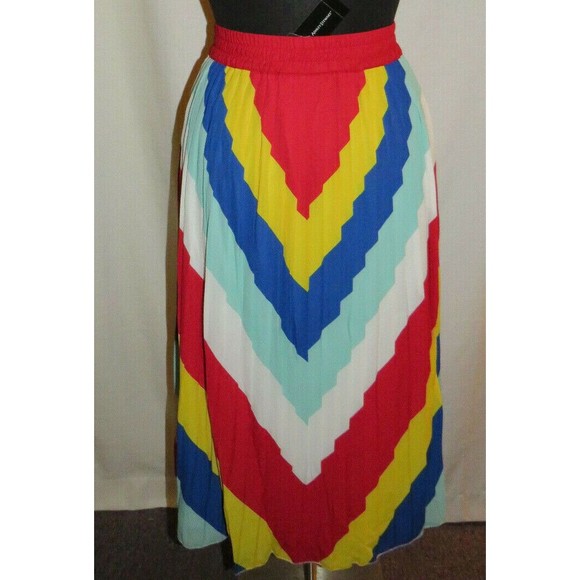 Ashley Stewart Women's Multi Striped Chiffon Midi Skirt Plus Size 26-28 - Picture 7 of 7